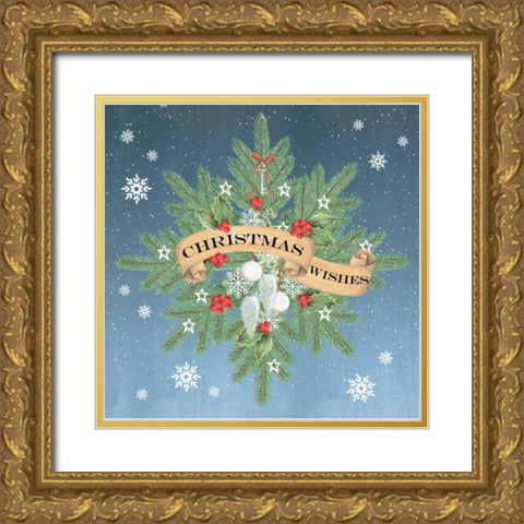 Christmas Wishes Gold Ornate Wood Framed Art Print with Double Matting by P.S. Art Studios