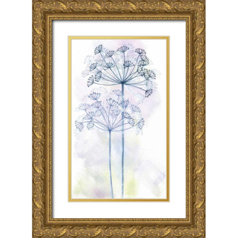 Wish Floral Gold Ornate Wood Framed Art Print with Double Matting by P.S. Art Studios