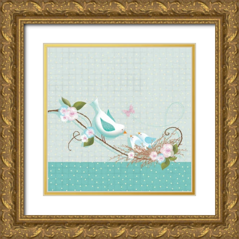 Birds II Gold Ornate Wood Framed Art Print with Double Matting by P.S. Art Studios
