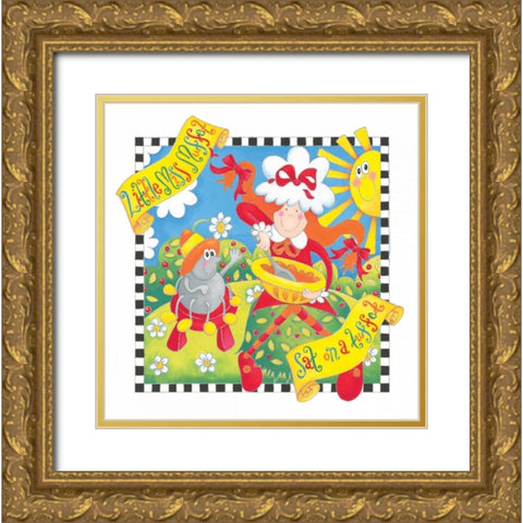 Little Miss Muffet Gold Ornate Wood Framed Art Print with Double Matting by P.S. Art Studios