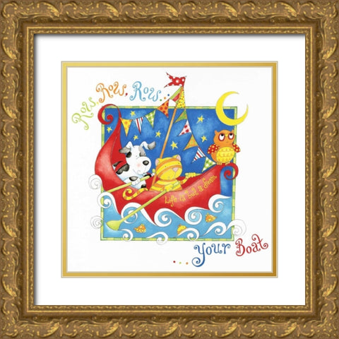 Row Your Boat Gold Ornate Wood Framed Art Print with Double Matting by P.S. Art Studios