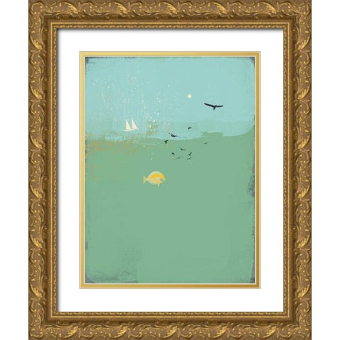 Abstract I  Gold Ornate Wood Framed Art Print with Double Matting by P.S. Art Studios