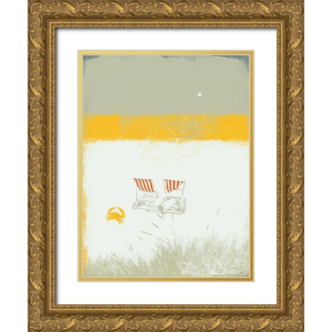 Beach Abstract I Gold Ornate Wood Framed Art Print with Double Matting by P.S. Art Studios
