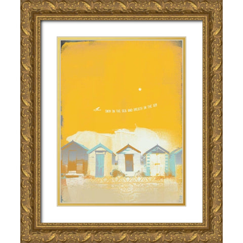 Beach Abstract II Gold Ornate Wood Framed Art Print with Double Matting by P.S. Art Studios