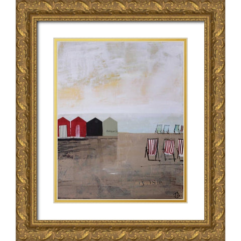 Beach Abstract III Gold Ornate Wood Framed Art Print with Double Matting by P.S. Art Studios