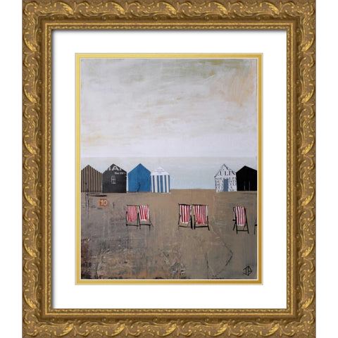 Beach Abstract IV Gold Ornate Wood Framed Art Print with Double Matting by P.S. Art Studios