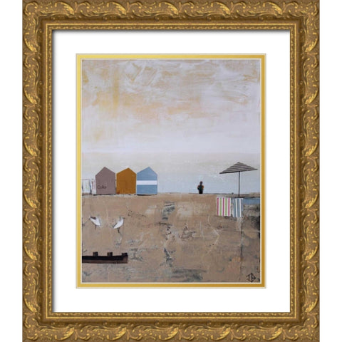 Beach Abstract V Gold Ornate Wood Framed Art Print with Double Matting by P.S. Art Studios
