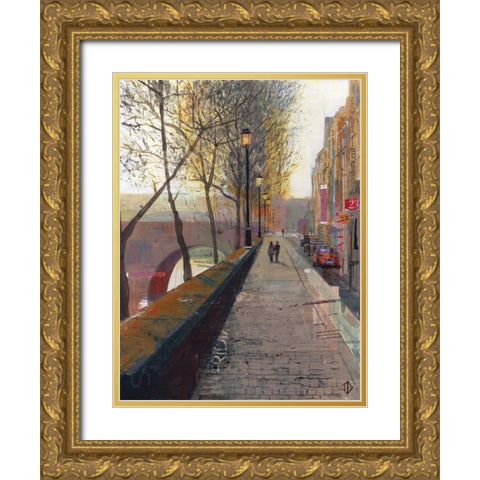 Serene Walk Gold Ornate Wood Framed Art Print with Double Matting by P.S. Art Studios
