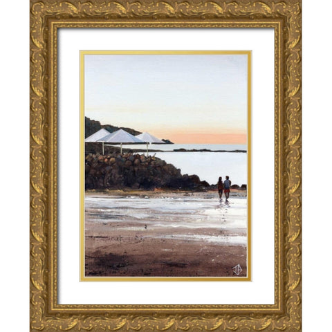Beach Retreat Gold Ornate Wood Framed Art Print with Double Matting by P.S. Art Studios