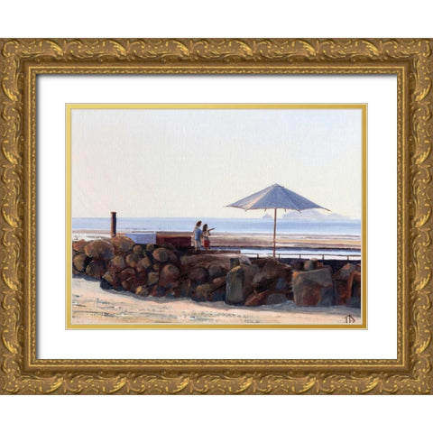 Pier View Gold Ornate Wood Framed Art Print with Double Matting by P.S. Art Studios