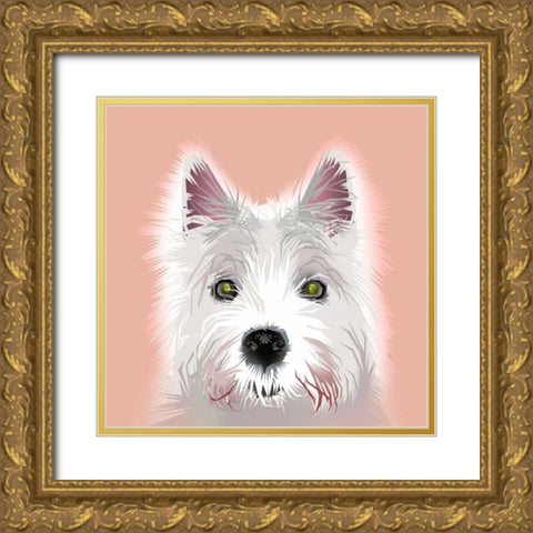 Dog Gold Ornate Wood Framed Art Print with Double Matting by P.S. Art Studios