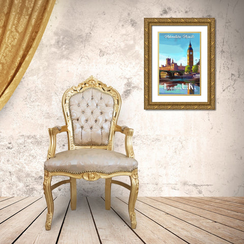 London Gold Ornate Wood Framed Art Print with Double Matting by P.S. Art Studios