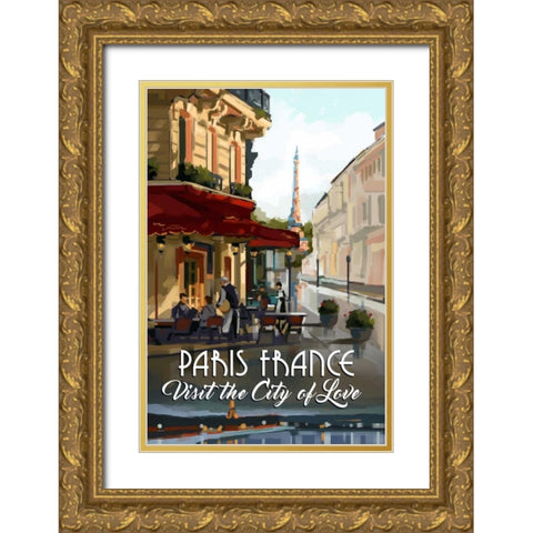 Paris, France Gold Ornate Wood Framed Art Print with Double Matting by P.S. Art Studios