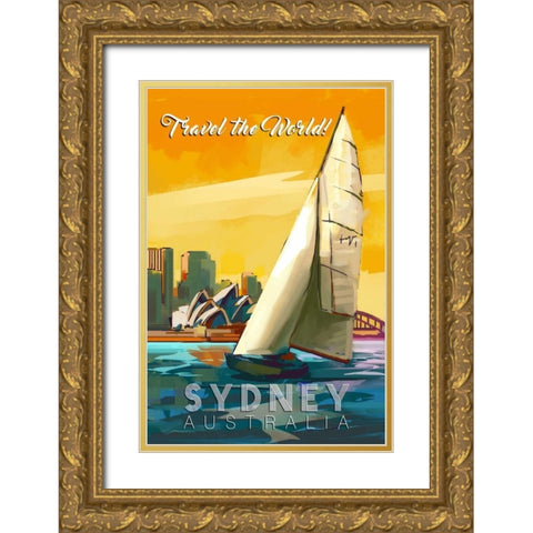 Sydney, Australia Gold Ornate Wood Framed Art Print with Double Matting by P.S. Art Studios