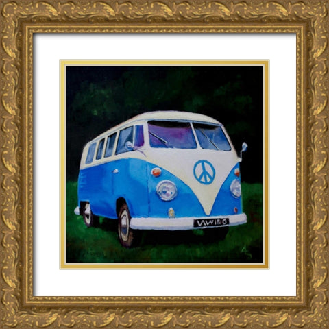 Blue Van Gold Ornate Wood Framed Art Print with Double Matting by P.S. Art Studios