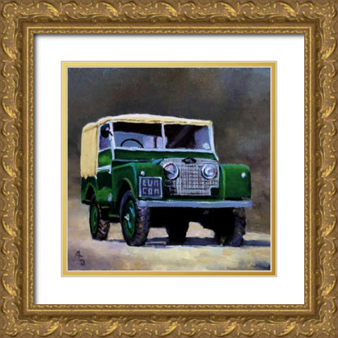 Green SUV Gold Ornate Wood Framed Art Print with Double Matting by P.S. Art Studios