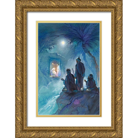 Wisemen Gold Ornate Wood Framed Art Print with Double Matting by P.S. Art Studios