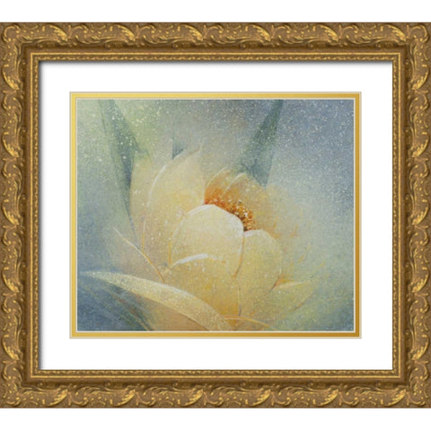 Sweet Floral Gold Ornate Wood Framed Art Print with Double Matting by P.S. Art Studios