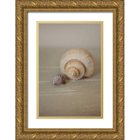 Shells on Beige III Gold Ornate Wood Framed Art Print with Double Matting by P.S. Art Studios