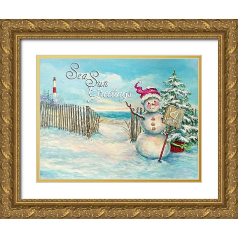 Sea Sun Greetings Gold Ornate Wood Framed Art Print with Double Matting by P.S. Art Studios