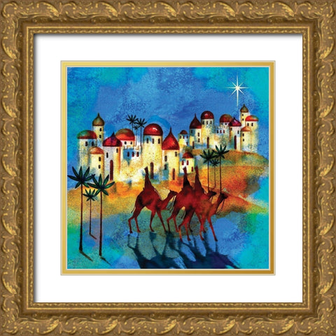 Three Wisemen Gold Ornate Wood Framed Art Print with Double Matting by P.S. Art Studios
