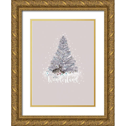 Winter Wonderland Gold Ornate Wood Framed Art Print with Double Matting by P.S. Art Studios
