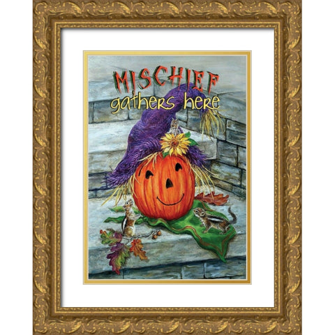 Mischief Gathers Here Gold Ornate Wood Framed Art Print with Double Matting by P.S. Art Studios