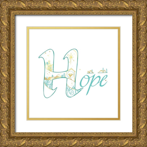 Hope Gold Ornate Wood Framed Art Print with Double Matting by P.S. Art