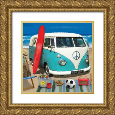 Beach Bug Gold Ornate Wood Framed Art Print with Double Matting by P.S. Art