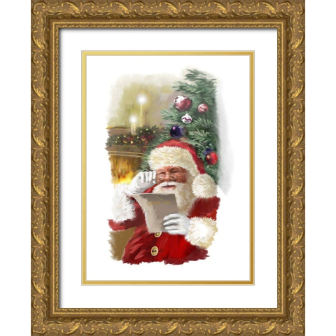 Double Checking Gold Ornate Wood Framed Art Print with Double Matting by P.S. Art