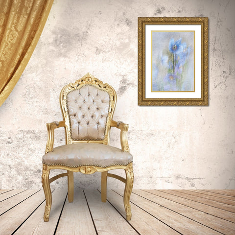 Violet Flowers II Gold Ornate Wood Framed Art Print with Double Matting by P.S. Art