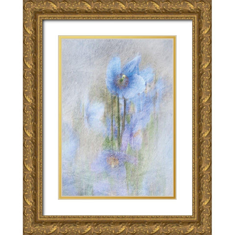 Violet Flowers II Gold Ornate Wood Framed Art Print with Double Matting by P.S. Art
