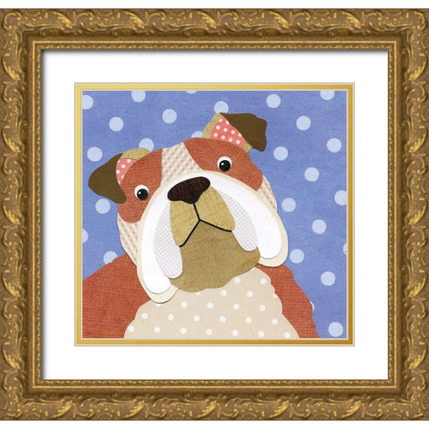 Puppy Gold Ornate Wood Framed Art Print with Double Matting by P.S. Art