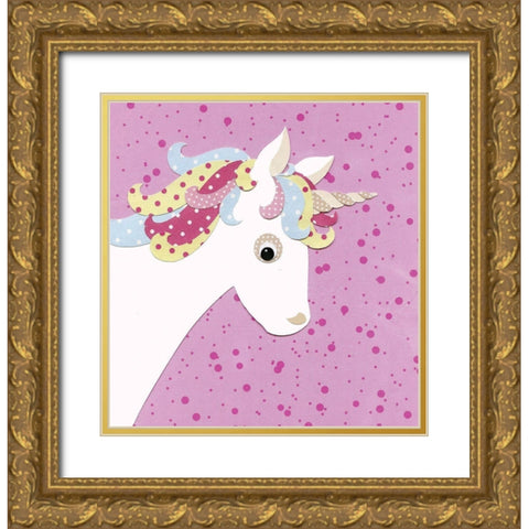 Unicorn Gold Ornate Wood Framed Art Print with Double Matting by P.S. Art