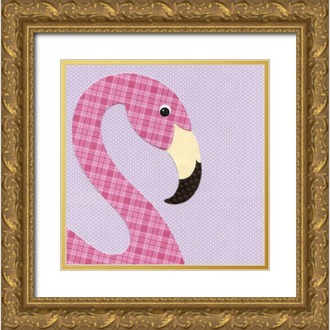 Flamingo Gold Ornate Wood Framed Art Print with Double Matting by P.S. Art
