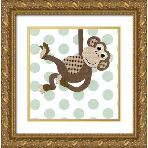 Monkey Gold Ornate Wood Framed Art Print with Double Matting by P.S. Art
