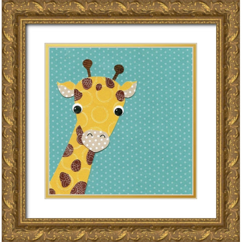 Giraffe Gold Ornate Wood Framed Art Print with Double Matting by P.S. Art