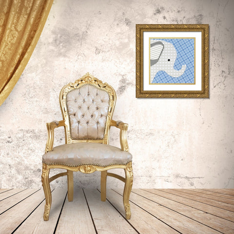 Elephant Gold Ornate Wood Framed Art Print with Double Matting by P.S. Art