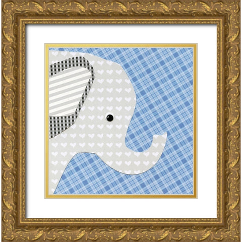 Elephant Gold Ornate Wood Framed Art Print with Double Matting by P.S. Art