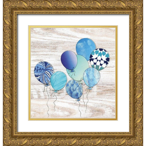 Balloons Gold Ornate Wood Framed Art Print with Double Matting by P.S. Art