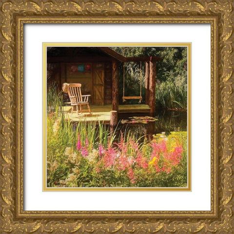 Garden IV Gold Ornate Wood Framed Art Print with Double Matting by P.S. Art