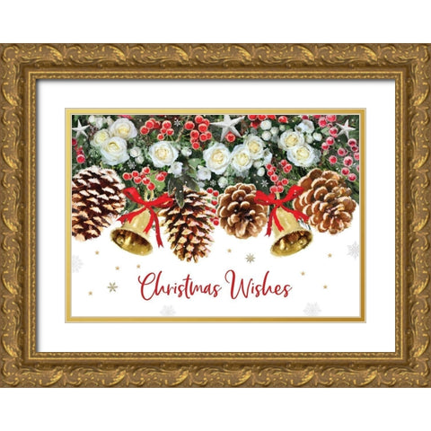 Christmas Wishes Gold Ornate Wood Framed Art Print with Double Matting by P.S. Art
