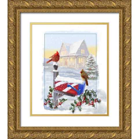 Mailbox Gold Ornate Wood Framed Art Print with Double Matting by P.S. Art