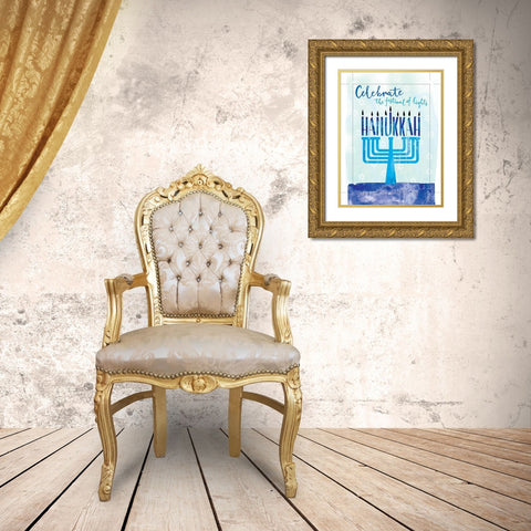 Hanukkah Gold Ornate Wood Framed Art Print with Double Matting by P.S. Art