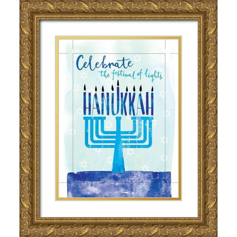 Hanukkah Gold Ornate Wood Framed Art Print with Double Matting by P.S. Art