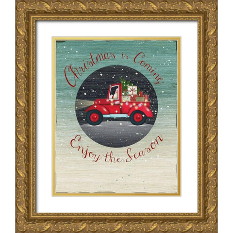 Christmas is Coming Gold Ornate Wood Framed Art Print with Double Matting by P.S. Art