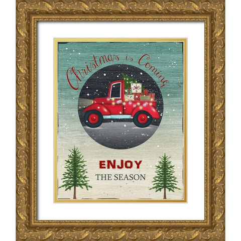 Enjoy the Season Gold Ornate Wood Framed Art Print with Double Matting by P.S. Art
