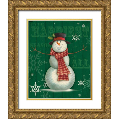 Snowman II Gold Ornate Wood Framed Art Print with Double Matting by P.S. Art