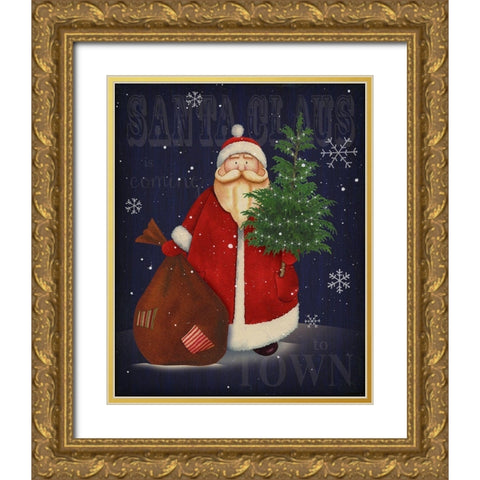 Santa Gold Ornate Wood Framed Art Print with Double Matting by P.S. Art