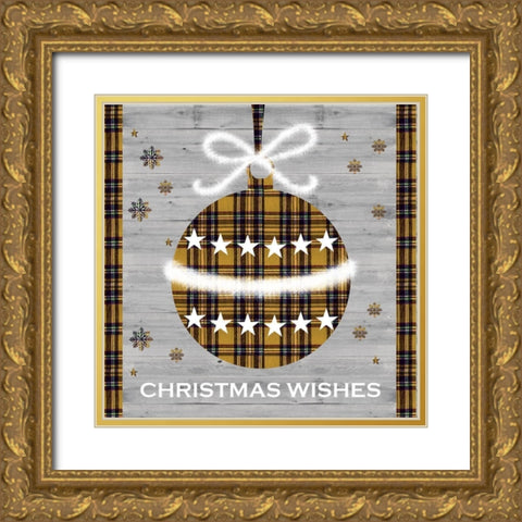 Christmas Wishes Ornament Gold Ornate Wood Framed Art Print with Double Matting by P.S. Art